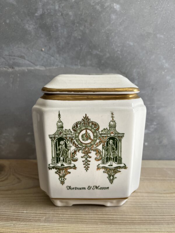 Fortnum Mason White and Green Tea Caddy Pottery
